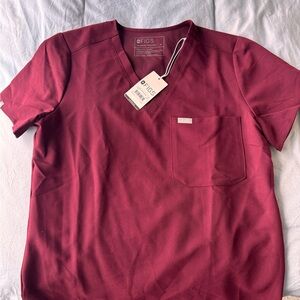Figs Women’s Maroon V-Neck Short Sleeve Scrub Top
